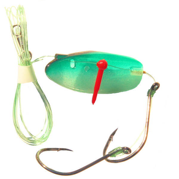 Krippled Anchovy Barbed Tandem, #606- Green Scale on Glow