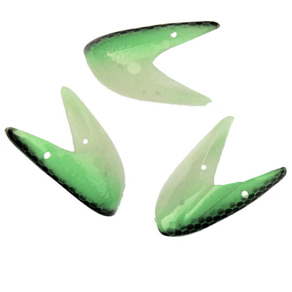 Krippled Herring #1 Unrigged 3-pack, #632-Green/Black Scale on Glow